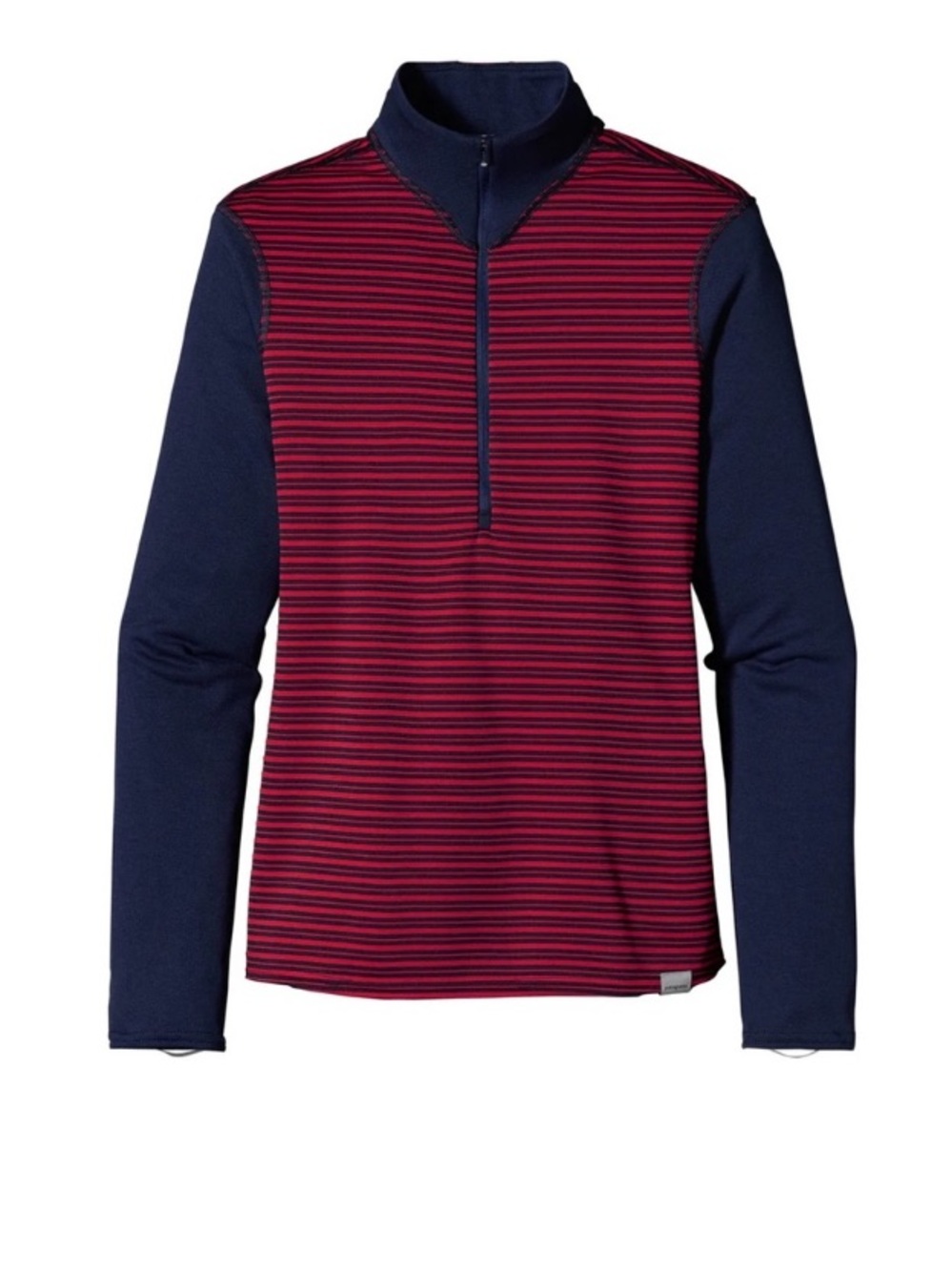 Patagonia Red Blue Stripe Half Zip Midweight Capilene Base Layer XS Extra Small